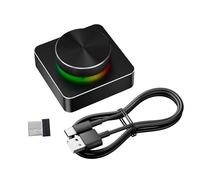 Yanmis Perilla de Control de Volumen USB, Controlador Multimedia para PC con Luz RGB, Controlador de Ajuste de Medios Externos USB BT 2.4G para Computadora Portátil
