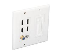 Yanmis Placa de Pared Ethernet de 6 Puertos, Interfaz Multimedia HD Chapada en Oro 4K Coax TV F Head Cat6 Jack Panel de Toma de Pared, Placa Frontal de Cable de Cableado en la para TV en Casa y