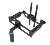 Yanmis Plataforma de Doble para Cámara de Vídeo con Base de Varilla de 15 Mm, Placa de Liberación Rápida, Kit de Jaula de Aleación para Cámaras DSLR 5DII 5DIII 600D 6D 700D 7200D, Montaje Ampliado