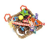 Yanmis Red de Escalada para Pájaros de Heno, Juguete Colorido para Masticar Lufa para Loro Gris Africano, Mini Guacamayo, Juego de Búsqueda de Alimento para una Variedad de Pájaros