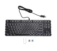 Yanmis Teclado de Juego, Teclado Mecánico de Computadora con Cable USB, Tapa Redonda 87 a Prueba de Agua, Tapa Redonda, Retroiluminación RGB y Conmutador Azul para Enchufe y Juego de PC (Black)