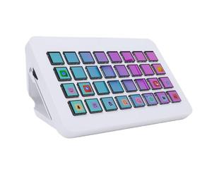 Yanmis Teclado Macro de 32 Teclas LCD, Controlador de Acceso Directo Programable, para Transmisión de Video, Edición de Producción Musical, Plataforma Controladora de Transmisión para (White)