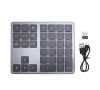 Yanmis Teclado Numérico, Modo Dual Inalámbrico Recargable para PC Portátil Tablet, 35 Teclas, con un Conexión Estable Vía 2.4GHz y 3.0, 5.0 (Gris Negro)