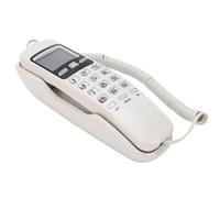 Yanmis Teléfono Básico con Cable para Montaje en Pared, Teléfono Fijo Retro con DTMF y FSK CID, Pantalla LCD para el Hogar, Hotel, Cocina, Garaje, Escuela, Hospital (Blanco (versión en inglés))