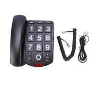 Yanmis Teléfono Fijo con Cable y Botones Grandes para Personas Mayores, con Discado de un Solo Toque, Timbre Fuerte de 110 DB y Volumen del Auricular de 80 DB, Indicador Intermitente. (Black)