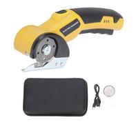 Yanmis Tijeras Eléctricas Inalámbricas, Cortador de Cartón Giratorio Recargable, Batería de 2000 MAh, con Luz LED, Hoja SK5, para Alfombras, Cuero, Lona Plástica (YELLOW)