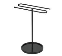 Yanmis Toallero Independiente con Base Pesada, Soporte para Toallas de Mano en Forma de S, 2 Toallas, Soporte de Metal para Encimera para Baño, Cocina, RV, No Necesita Taladro (BLACK)