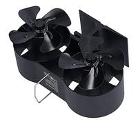 Yanmis Ventilador de Estufa de Doble Cabezal para Estufa de Leña, Cuchillas de Aleación de Aluminio Ajustables con Velocidad de Arranque Automático, Ventilador Ecológico Accionado por Calor para