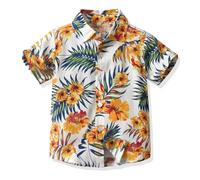 Yanmucy Camisa Hawaiana para Hombre y niño, para Padre e Hijo, Camisas de Playa a Juego con Estampado Floral de algodón con Botones, Camisas Casuales para Padres e Hijos, Ropa de Verano, 4-5 años