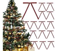 Yanmucy Lazos de terciopelo para árbol de Navidad, 24 lazos brillantes para decoración de árbol de Navidad, lazos burdeos para decoración de coronas de Navidad, envoltura de regalos, fiesta, escalera