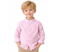 Yanmucy Niños Bebé Camisa Manga Larga Algodón Camisa con Botones para Niños Little Big Boy's Causal Camisas para 2-8 Años (FR/ES, Edad, 2 años, 3 años, Regular, Rosa)