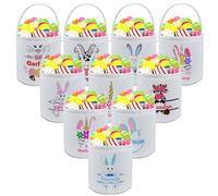 YanNanKe Cesta de Pascua Personalizada con Nombres Cesta de Conejito de Pascua Cubos de Búsqueda de Huevos de Pascua Lindos Personalizados con asa Regalo de Pascua