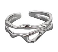 YANPINGJIA Anillos geométricos modernos, ajustables, abiertos, elegantes, curvos, doble línea, accesorio de moda, adorno de declaración, joyería personalizada, como se describe