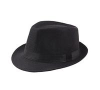 YANPINGJIA Homburg Panamá con ala corta y clásico caballero vintage para hombre de los años 20 con cinta negra y cinta negra, Negro , Talla única