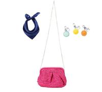 YANROSE Bolso bandolera de paja con cadena, bolso tejido boho, elegante bolso de mano for todas las estaciones(Rosy)