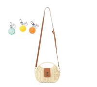 YANROSE Bolso bandolera de paja for mujer, bolso de paja de playa de ratán tejido a mano con asa, correa desmontable, bolso de hombro, bolso de mano for viajes(Natural)