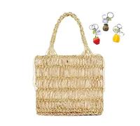 YANROSE Bolso De Ganchillo Tejido Hueco Vacaciones Junto Al Mar Foto De Playa Damas(Golden)