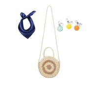 YANROSE Bolso de playa, bolsos cruzados for mujer, bolso de hombro bohemio redondo tejido a mano de paja suave for viajes de vacaciones diarios(Beige)