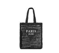 YANROSE Bolso Playa, Bolsos Tejidos Crochet, Bolso Verano Mujer 2024, Bolsos De Paja, para Vacaciones, Picnic Y Fiesta (Color : Black)