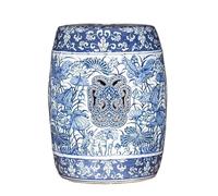 YANROSE Chinoiserie Taburete de jardín Tambor Decorativo de cerámica Jingdezhen Porcelana Azul y Blanca Sala de té Balcón Decorativo Chino Tallado a Mano