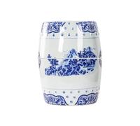 YANROSE Chinoiserie Taburete De Jardín Tambor Decorativo De Cerámica Porcelana Azul Y Blanca Paisaje Chino(Blue,L)