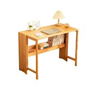 YANROSE Escritorio Lateral Plegable con Estante de Almacenamiento, Mesa Auxiliar de Madera for Ordenador, Oficina, Dormitorio, sofá(Natural,83cm)