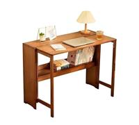 YANROSE Escritorio Lateral Plegable con Estante de Almacenamiento, Mesa Auxiliar de Madera for Ordenador, Oficina, Dormitorio, sofá(Walnut,83cm)