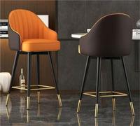 YANROSE Juego de 2 sillas de Bar ergonómicas con Patas cromadas Negras, taburetes de Barra tapizados, taburetes giratorios(Orange,L)