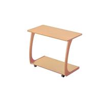 YANROSE Mesa Auxiliar de Madera Maciza con Ruedas rodantes, Mesa Auxiliar en Forma de C, Bandeja rodante con Almacenamiento for Espacios pequeños(Natural,L)