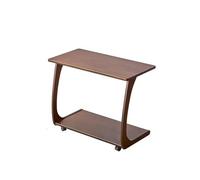 YANROSE Mesa Auxiliar de Madera Maciza con Ruedas rodantes, Mesa Auxiliar en Forma de C, Bandeja rodante con Almacenamiento for Espacios pequeños(Walnut,L)