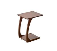 YANROSE Mesa Auxiliar de Madera Maciza con Ruedas rodantes, Mesa Auxiliar en Forma de C, Bandeja rodante con Almacenamiento for Espacios pequeños(Walnut,S)