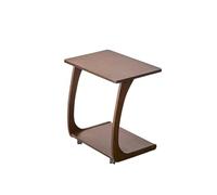 YANROSE Mesa Auxiliar de Madera Maciza con Ruedas rodantes, Mesa Auxiliar en Forma de C, Bandeja rodante con Almacenamiento for Espacios pequeños(Walnut,M)