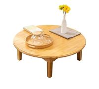 YANROSE Mesa de Centro Plegable Redonda portátil, Mesa de té Japonesa, Mesa Baja de bambú for Sentarse en el Suelo(60 * 60 * 25CM)