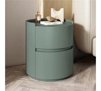 YANROSE Mesita de Noche con cajones de Almacenamiento, mesita de Noche Redonda, gabinete de Almacenamiento de Madera(Green,45x45x50cm)