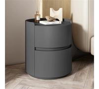 YANROSE Mesita de Noche con cajones de Almacenamiento, mesita de Noche Redonda, gabinete de Almacenamiento de Madera(Gray,45x45x50cm)