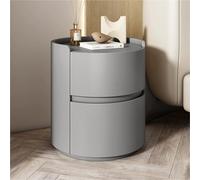 YANROSE Mesita de Noche con cajones de Almacenamiento, mesita de Noche Redonda, gabinete de Almacenamiento de Madera(Gray,45x45x50cm)