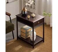 YANROSE Mesita de Noche Mesa Auxiliar Moderna con cajón Mesita de Noche con Estante de Almacenamiento Abierto Estantería Simple Mesa Auxiliar Decorativa