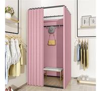 YANROSE Probador de Tienda de Ropa con Cortina de sombreado vestidor de protección de privacidad móvil Temporal portátil(Pink,Black 80 * 80 * 200cm)