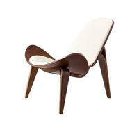 YANROSE Sillón, Cómoda Silla De Concha, Sillón Esquinero Lateral De Madera, con Tapete Y Respaldo De Cuero PU, for Sala De Estar(Natural White)