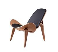 YANROSE Sillón, Cómoda Silla De Concha, Sillón Esquinero Lateral De Madera, con Tapete Y Respaldo De Cuero PU, for Sala De Estar(Natural Black)