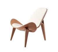 YANROSE Sillón, Cómoda Silla De Concha, Sillón Esquinero Lateral De Madera, con Tapete Y Respaldo De Cuero PU, for Sala De Estar(Walnut White)