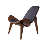 YANROSE Sillón, Cómoda Silla De Concha, Sillón Esquinero Lateral De Madera, con Tapete Y Respaldo De Cuero PU, for Sala De Estar(Walnut Black)