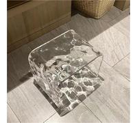 YANROSE Taburete bajo pequeño acrílico, tocador Transparente, Taburete de baño for el hogar, Taburete de pie portátil(S)