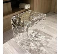 YANROSE Taburete bajo pequeño acrílico, tocador Transparente, Taburete de baño for el hogar, Taburete de pie portátil(L)