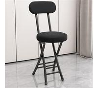YANROSE Taburete de Bar Plegable con Respaldo Acolchado de Cuero, Taburete de Bar Plegable portátil Redondo, Silla for Cocina(Black)