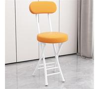 YANROSE Taburete de Bar Plegable con Respaldo Acolchado de Cuero, Taburete de Bar Plegable portátil Redondo, Silla for Cocina(Orange)