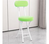 YANROSE Taburete de Bar Plegable con Respaldo Acolchado de Cuero, Taburete de Bar Plegable portátil Redondo, Silla for Cocina(Green)
