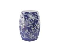 YANROSE Taburete de jardín Chinoiserie, Tambor Decorativo de cerámica, Antiguo, Pintado DE Azul a Mano y Porcelana Blanca, Taburete de tocador Chino(Bluea)