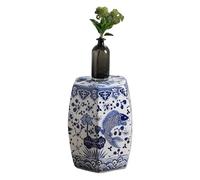 YANROSE Taburete de jardín Chinoiserie, Tambor Decorativo de cerámica, Jingdezhen Chino Pintado a Mano, Adecuado for sofá, Mesa Lateral, Banco de Zapatos, vestidor(Bluea)