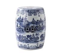 YANROSE Taburete de jardín Chinoiserie, Tambor Decorativo de cerámica, Jingdezhen Chino Pintado a Mano, Adecuado for sofá, Mesa Lateral, Banco de Zapatos, vestidor(Blue)